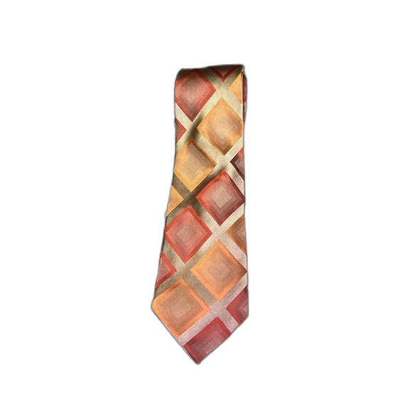Croft & Barrow Silk Tie Orange Red Geometric Stain Resistant - Picture 1 of 5